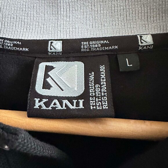 NWOT Vintage Black/Grey Faces of Kani Sweatshirt, Collared, Long Sleeved, Size L - Picture 3 of 5